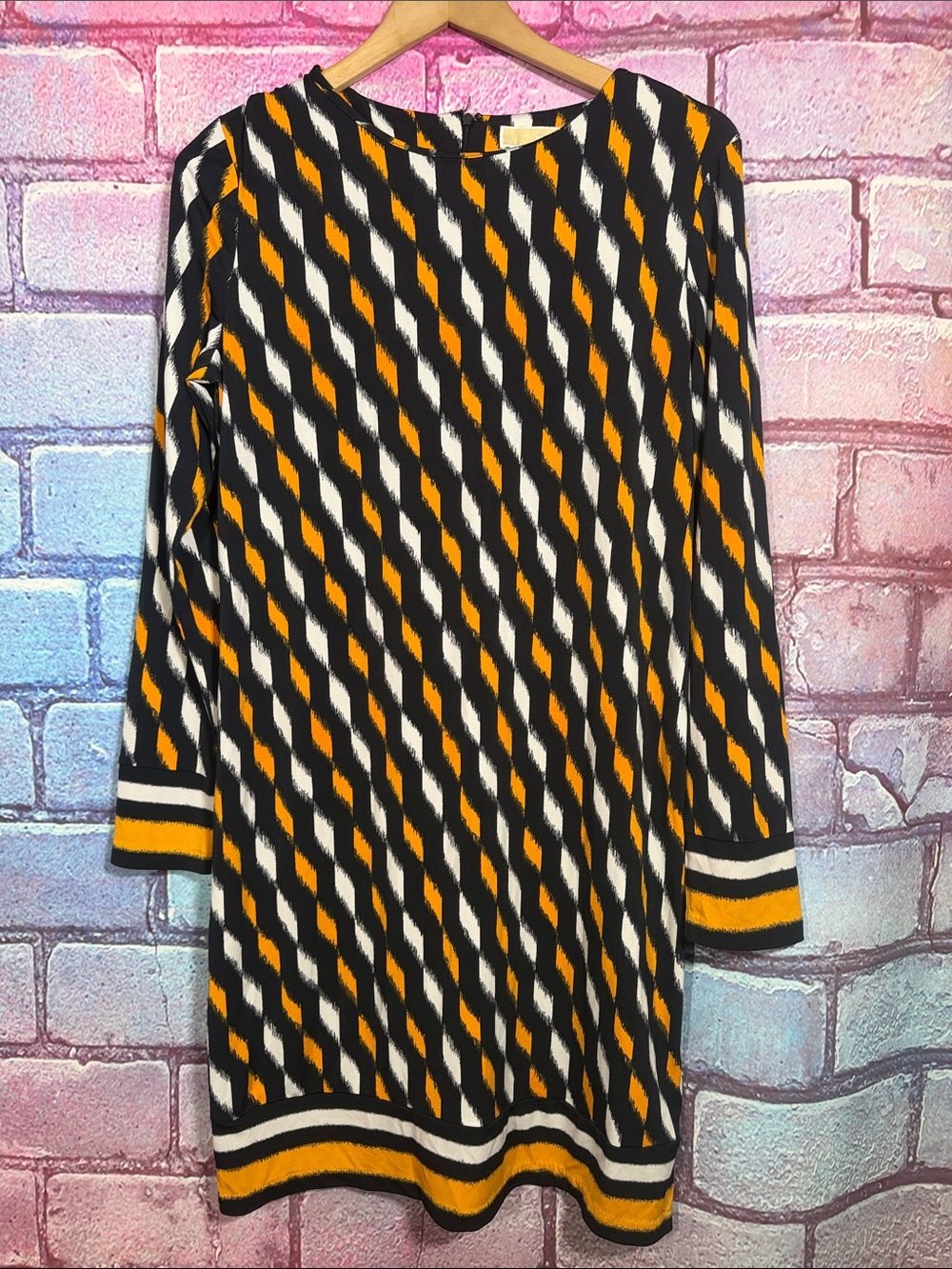 Michael Michael Kors Women’s Medium Geometric Print Shift Dress 3/4 Sleeve